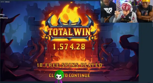 Konvy's big win screenshot: $1574 in Backseat Infernus